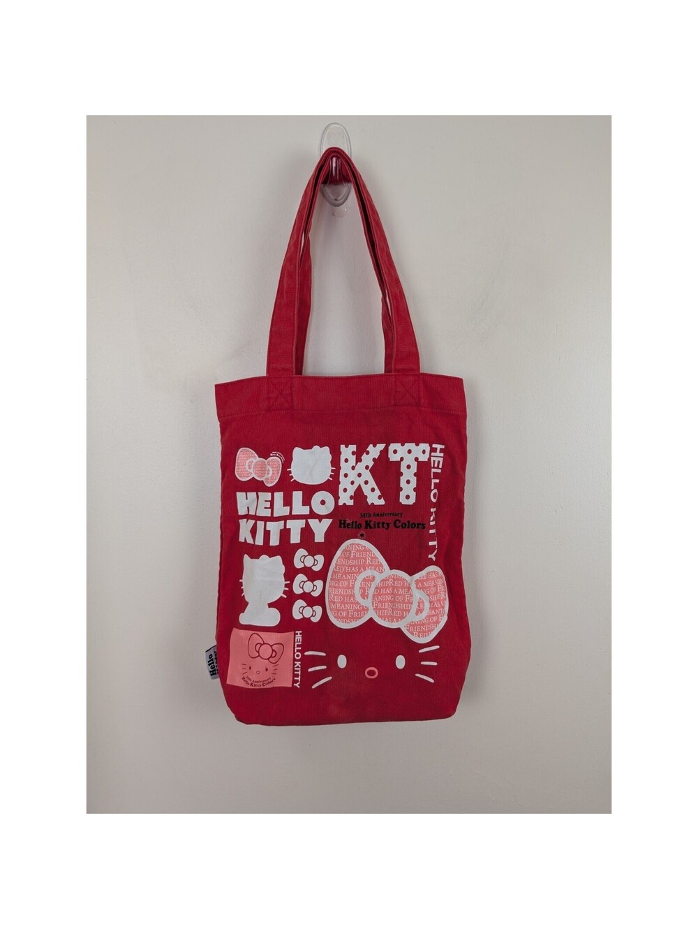 Hello Kitty 35th Anniversary Colors Tote Bag Red Pink Sanrio Vintage Y2k 12x15